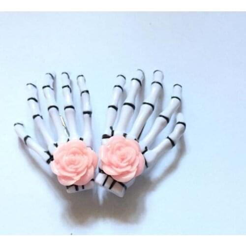 Oaoleer 2PCS/Set Fashion Hair Clips Skull Hand Bone Hairpins Womens Fashion Hair Accessories Bone Claw Hairpin Halloween