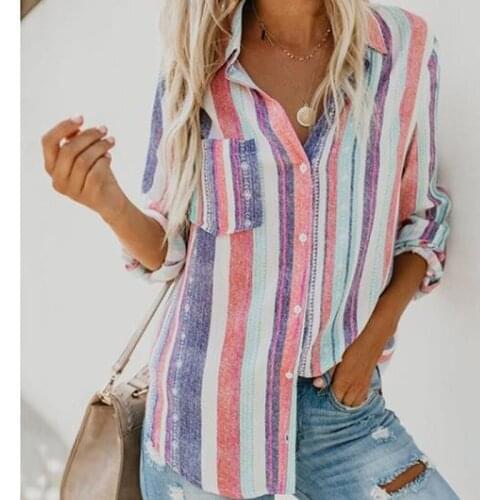 Autumn Long Sleeve Woman Blouse Fashion Stripe Shirt Ladies Shirt Women Sexy Deep V-neck Casual Tops For Elegant Female Blouse