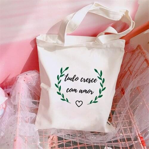 Lady Shopping Bag Eco-friendly Grocery Tote Bags Female Shopper Canvas Tote Bag Student College Book Bag Shopper High Capacity
