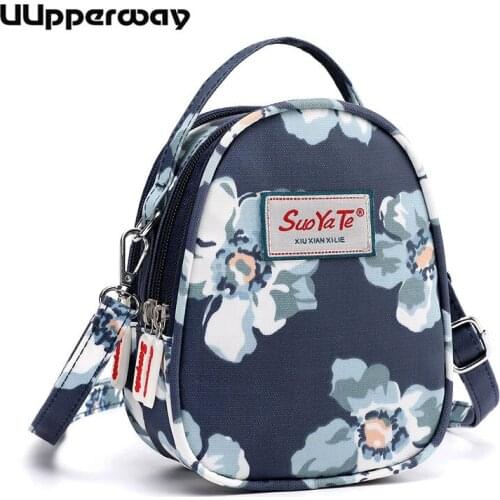 Ladies Small Day Clutch Bag 2019 Floral Printing Nylon Crossbody Bag For women Three Zippers Purses Phone Bag Mini Shoulder Bags