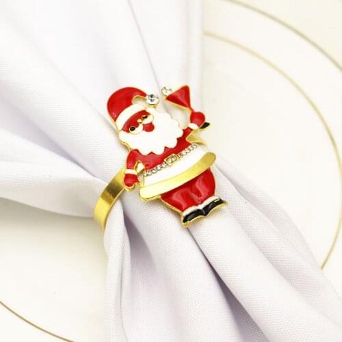1/6 Pcs Napkin Buckle Santa Claus Metal Cartoon Character Napkin Ring Hotel Soft Christmas Festival Decoration Party Supplies