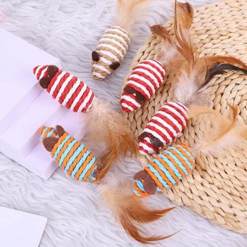 1PCS Cat Mouse Toy Interactive Funny Toy Faux Feather Cat Toy Kitten Chew Toy Cat Training Toys Favor Playing Toy Fake Mouse
