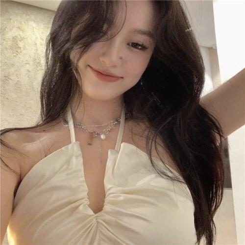 2021 Summer Sexy Retro White Top Short Drawstring Irregular Y2k Clothes Slim Crop Top 90s Aesthetic Nightclub Party