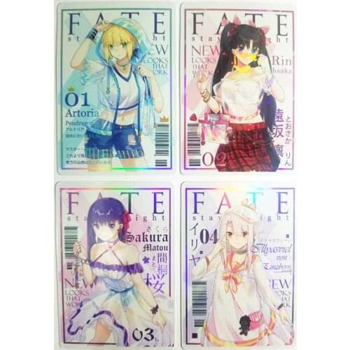 4pcs/set Fate Stay Night/garnd Fashion Model Order Toys Hobbies Hobby Collectibles Game Collection Anime Cards
