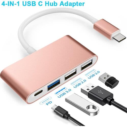 4 In 1 USB C Hub with Type C,PD,USB 3.0,USB 2.0 for 2020-2016 MacBook Pro 13/15/16,Mac Multiport Charging & Connecting Adapter