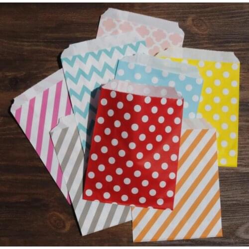 5x7 Chevron dot stripe horizontal Flower Treat Craft Paper Popcorn Bags Food Safe Party Favor Paper bags Best Gift Bag SN1112