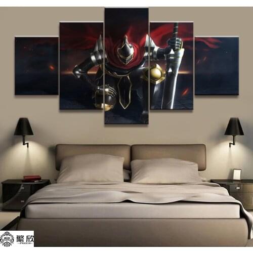 5 Panel Overlord Knight Figure Anime Figure Canvas Painting Printed For Living Room Wall Art Decor HD Picture Artworks Poster