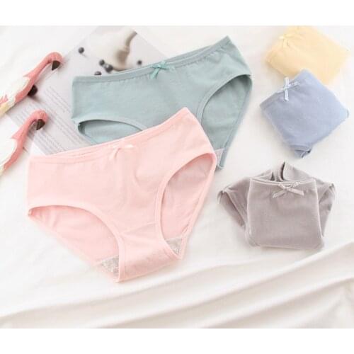 5pcs girl briefs size M-XXL Simple solid color ladies panties mid-waist women underwear ,hip-wrapped cotton women briefs