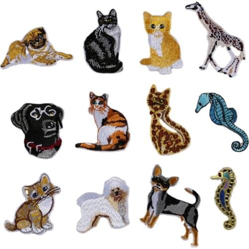 50pcs/lot Embroidery Patches Jackal Tiger Leopard Cat Backpack Clothing Decoration Accessories Diy Iron Heat Transfer Applique