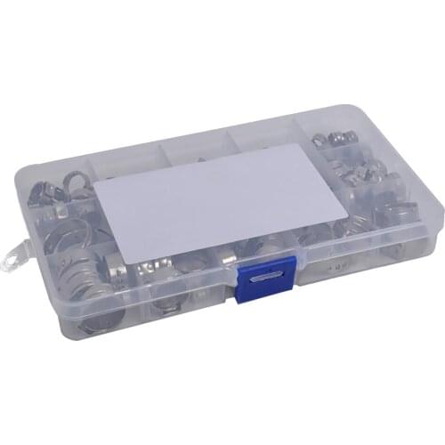 90pcs Stainless Steel Single Ear Plus Hydraulic Fuel Hose Clamps 5.3mm-6.5mm~19.4mm-22.6mm