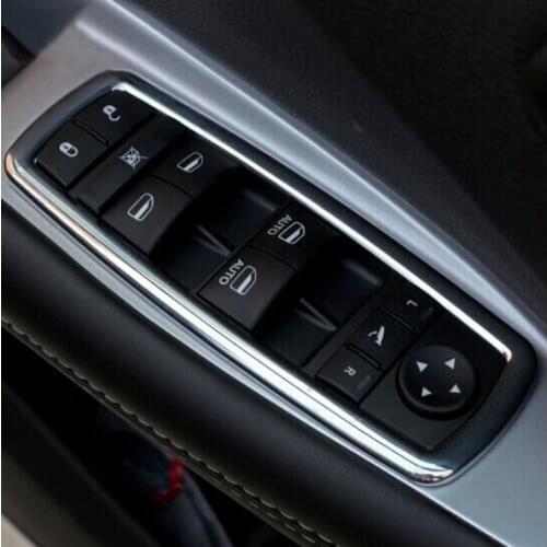 ABS chrome door armrest window glass lift button panel frame cover trim 4pcs for Dodge Journey 2009-2018