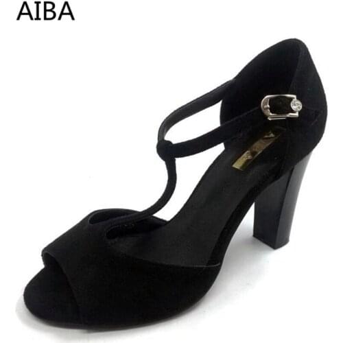 AIBA Open toe Sexy high heels womens shoes sandals Black fashion summer office womens high-heel shoes female basic style