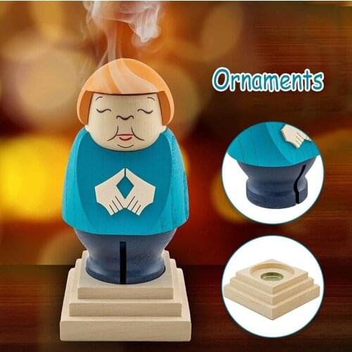 Angela Merkel Cartoon Figure Wooden Statue 14*6.5cm Celebrity Figurine Home Ornament Desktop Car Interior Decor Декор