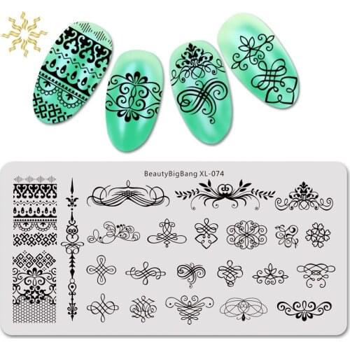BEAUTYBIGBANG 6*12cm Nail Stamping Plate Geometric Stamp Template Image Plate Manicure Stencils Nail Art Nail Tool Nail Stamp