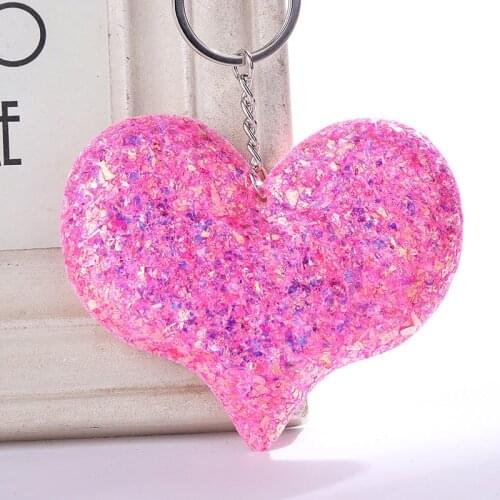 20pcs/lot Wholesale Sequins Love Keychain Shiny Reflective Cartoon Keychain Heart-shaped Car Keys Pendant Accessories