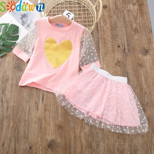 Sodawn Girl Childrens Sets New Summer Kid Cartoon T-shirt and Skirt 2pcs Outfit Girls Flowers Clothes