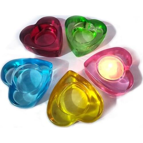 European-style heart-shaped stained glass candlestick wedding candlestick exquisite crystal glass candlestick restaurant home de