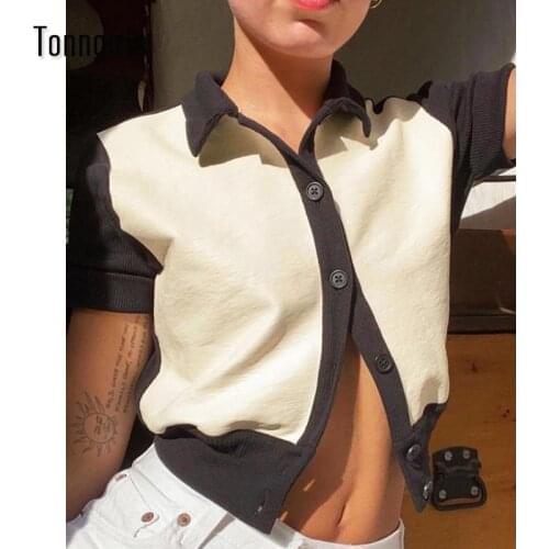 Tonngirls Summer T Shirt Women Casual Knitted Elastic Tshirt Short Sleeve Turn-down Collar Tee Tops Female Korean Style Top 2021