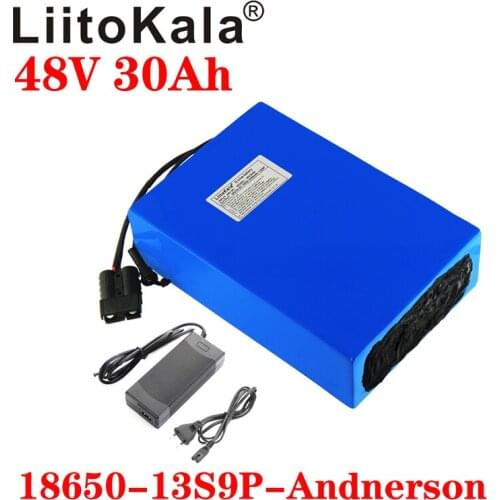 LiitoKala 48V 30ah 18650 13S9P Electric Bicycle Battery 48V 30AH 1000W Lithium Battery Built-in 20A BMS Electric Bikes Motor