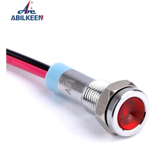 6mm Metal LED Indicator light waterproof Signal lamp 6V 12V 24V 220v red /yellow/ blue/ green /white