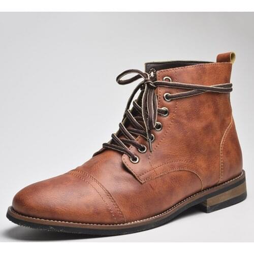 COSIDRAM Men Fashion Lace-up Ankle Boots High Quality Men British Boot Autumn Winter Male Botas BRM-060