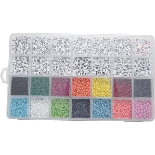 5000Pcs Beads Kit, 3mm Glass Seed Beads, Alphabet Letter Beads and Heart Shape Beads for Name Bracelets Jewelry Making and Craft