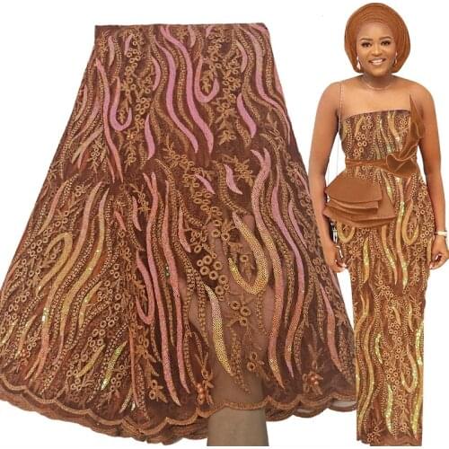 Fabricbob 2021 Latest French Mesh Lace Fabric African Lace Fabric 5 Yards High Quality Nigerian Party Style Sewing Material