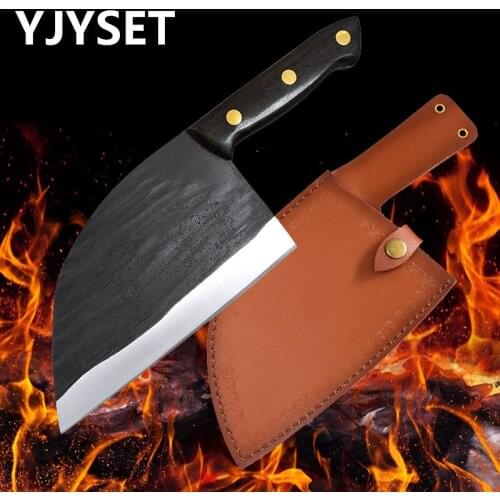 Full Tang Butcher Knife Handmade Forged High carbon Clad Steel Kitchen Knife Cleaver Filleting Slicing Broad Butcher knife cover