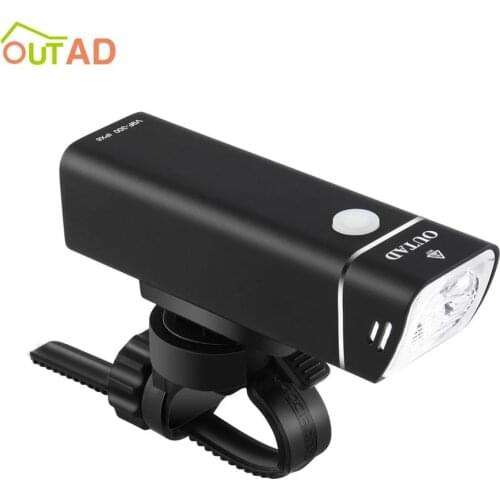 OUTAD 300LM Bicycle Front Light Bike Flashlight Torch 4 Modes IPX6 Waterproof USB Charging Safety Light with Bracket