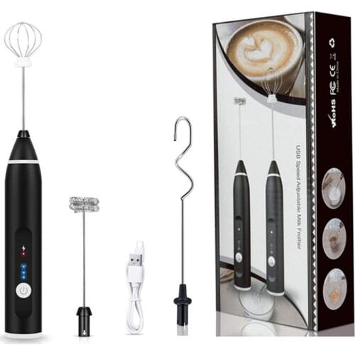 Portable 3 Speed Handheld Mixer Milk Frother Egg Beater Coffee Milk Drink Juice Food Whisk Stirrer USB Rechargeable Hand Blender