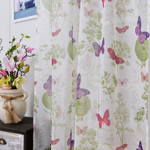Sheer Curtains For Bedroom Colorful Butterfly Window Curtains For Living Room Kitchen Curtains Tulles Sheers 1pc
