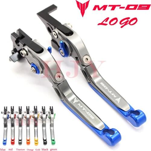 Logo MT09 For Yamaha Mt 09 MT-09 2014-2015 Motorcycle Accessories Adjustable Folding Extendable Brake Clutch Levers blue