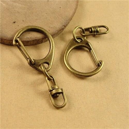 RONGQING 50pcs 20*38MM DIY Simple key chain manual Jewelry Accessories D Key Ring Findings Clasps For Keychains Making