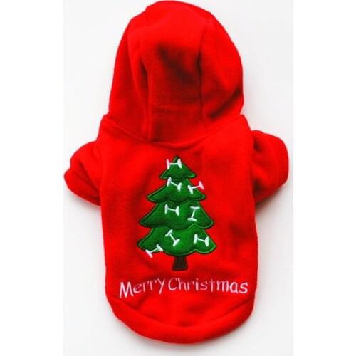 Christmas Dog Puppy Coat Dog Jacket Red Winter Autumn Xmas Costume Christmas Tree XS/S/M/L/XL Short-sleeved Round Neck Hoodies