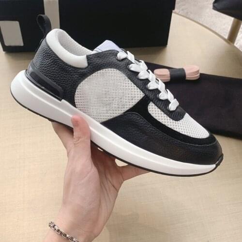 Mesh Breathable Round-Toe Thick-Soled Flat Shoes Comfortable Casual Sports Running Shoes All-Match Net Red INS Trendy Shoes