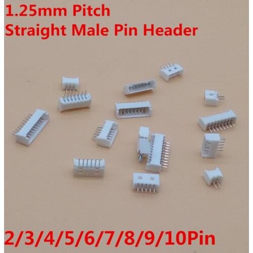 100Pcs DIP 1.25mm Pitch Connector Plug-in 2P/3P/4P/5P/6P/8P/10P/12P