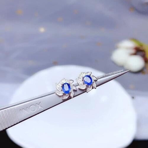 Super Good Color Sapphire Earring Natural And Real 925 Sterling Silver Sapphire Earring