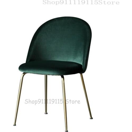 Light Luxury Style Dining Chair Iron Gilded Black Green Nordic Cloth Dining Table Chair