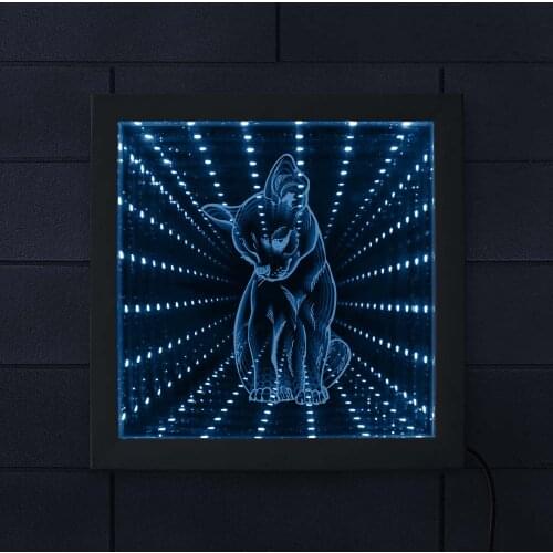 Novelty Cute Chihuahua Dog Breed LED Light Infinity Mirror Picture Frame Neon Light Tunnel Lamp Atmosphere Light Luminaria