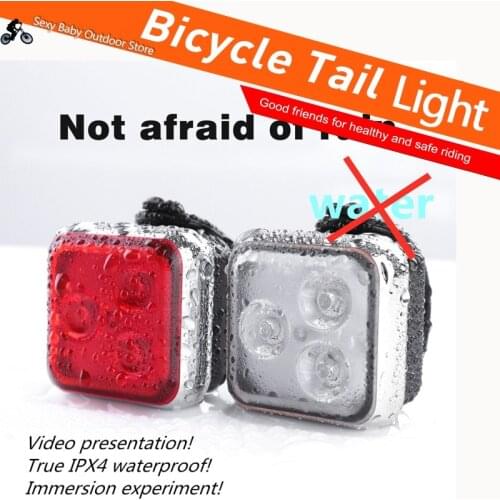 LED Safety Warning Cycling Light Usb Chargeable Bike Rear Lamp IPX6 Waterproof Helmet Backpack White Red Bicycle TailLight