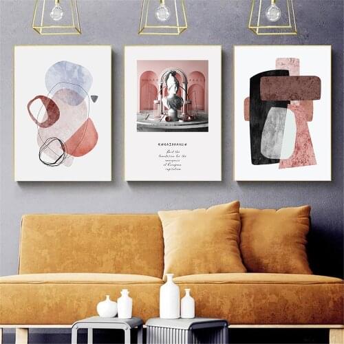 Vintage Colors Block Posters And Prints Statue Renaissance Wall Art Canvas Painting Geometry Print Pictures Living Room Decor