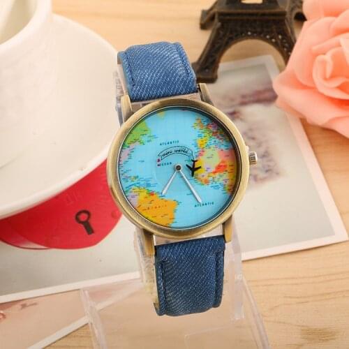 Vintage Denim Canvas Airplane Watch Creative Design Mens Quartz Wrist Watch Ladies Gift Couple Clock Relogios Masculinos 2021
