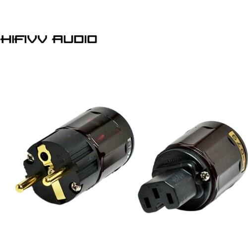 2020 High-quality IEC power plug of hifi amplifier power cable Connector red copper EU standard power Plug or socket