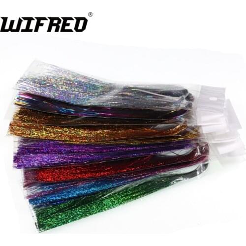 Wifreo 5 Packs Flashabou Holographic Flat Tinsel Flash Fly Fishing Tying Flash String Jig Body Wrap Lure Material Golden Silver