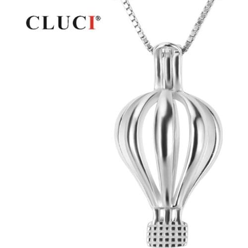 CLUCI 925 Sterling Silver Pendant Jewelry Hot Air Balloon Shaped Women Gift Jewelry 925 Sterling Silver Pearl Locket SC224SB