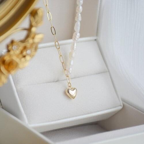 2021 New Fashion Brand Jewelry Elegant Freshwater Pearl Pendant&necklaces for Women Delicate Heart Charm Choker Necklaces