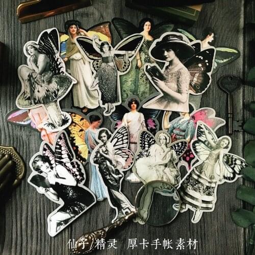 7PCS vintage Fairy Stickers Crafts And Scrapbooking stickers book Student label Decorative sticker kids toys