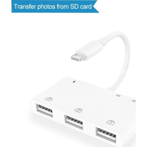 OTG USB Camera adapter 6 in 1 for lightning to micro SD TF card reader kit for iphone ipad for apple ios 13 converter