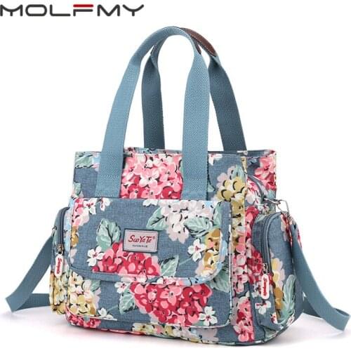 Flower Print Ladies Big Backpack Canvas Large-capacity Travel Multifunction Waterproof Handbag Crossbody Bag Single Shoulder Bag