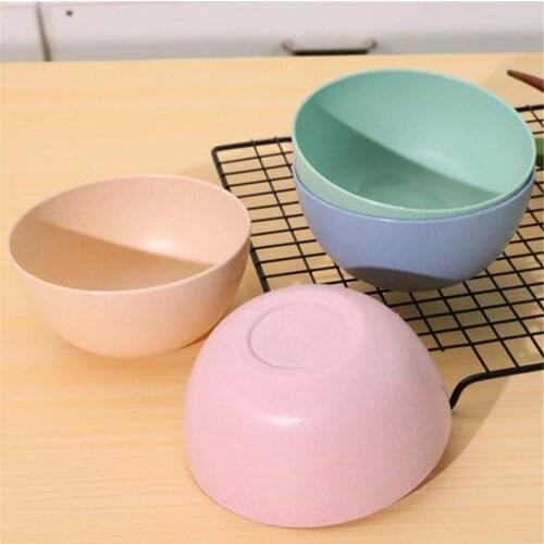 Wheat Straw Anti-Fall Bowl Dinner Bowl Bamboo Fiber Divided Dining Bowl Cartoon Snack Tray Breakfast Dishes Kitchen Tableware